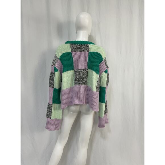 For Love & Lemons 'Finley' Green Acrylic Sweater Size S - Picture 3 of 5